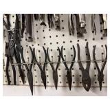 Collection of Various Hand Tools Including Pliers and Snips