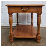 Vintage Wooden End Table with Single Drawer