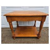 Vintage Wooden End Table with Single Drawer