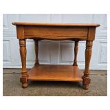Vintage Wooden End Table with Single Drawer