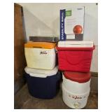 Collection of Coolers and A Stability Ball