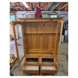 Solid Wood Gun Cabinet with Double Glass Doors and Drawers