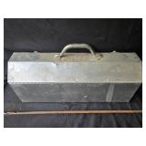 Vintage Steel Tool Box with Cross Wrench and Drill Bit