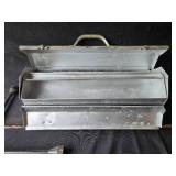 Vintage Steel Tool Box with Cross Wrench and Drill Bit