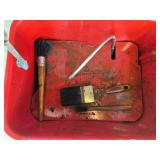 Misc Automotive Lot with Parts Washer, Funnels, and Drain Pans