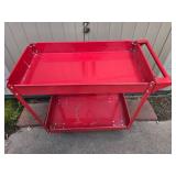 Red Metal Utility Cart with Dual Shelving