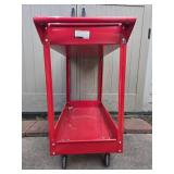 Red Metal Utility Cart with Dual Shelving