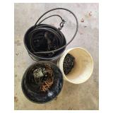 Collection of Buckets with Chains, Ropes, and Cables