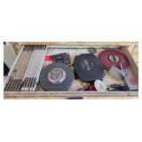Assorted Mix of Hardware Pieces and Measuring Tools