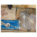 Assortment of Metal Industrial Fittings and Tools with Vise Pliers and Nibbling Tool