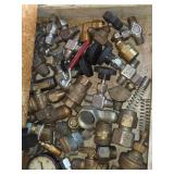 Assortment of Metal Industrial Fittings and Tools with Vise Pliers and Nibbling Tool