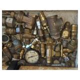 Assortment of Metal Industrial Fittings and Tools with Vise Pliers and Nibbling Tool