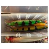 Set of Fishing Lures in Plastic Tackle Box