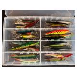 Collection of Fishing Lures in Tackle Box