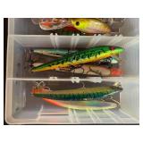 Collection of Fishing Lures in Tackle Box