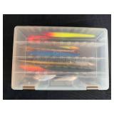 Collection of Fishing Lures in Tackle Box