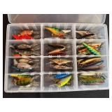 Collection of Assorted Fishing Lures in Storage Box