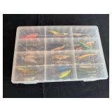 Collection of Assorted Fishing Lures in Storage Box