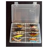 Collection of Fishing Lures in Organizer Box