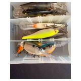 Collection of Fishing Lures in Organizer Box