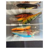 Collection of Fishing Lures in Organizer Box