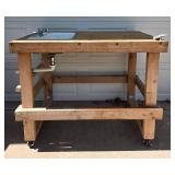 Used Industrial Work Table with Integrated Sink