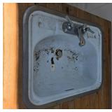 Used Industrial Work Table with Integrated Sink