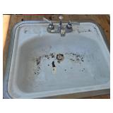 Used Industrial Work Table with Integrated Sink