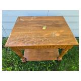 Oak End Table with Drawer and Shelf