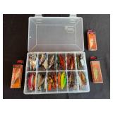 Collection of Assorted Rapala Rattlin Fishing Lures with Storage Box