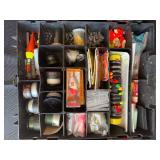 Comprehensive Fishing Tackle Box with Lures, Hooks, and Line