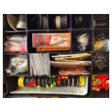 Comprehensive Fishing Tackle Box with Lures, Hooks, and Line
