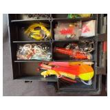 Comprehensive Fishing Tackle Box with Lures, Hooks, and Line