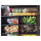 Comprehensive Fishing Tackle Box with Lures, Hooks, and Line