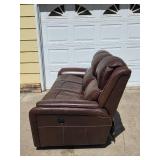 Brown Leather Reclining Sofa