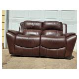 Brown Leather Reclining Loveseat