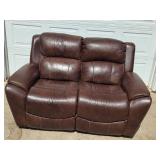 Brown Leather Reclining Loveseat