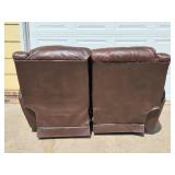 Brown Leather Reclining Loveseat