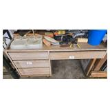 Mid-Century Modern Wooden Desk with Drawers