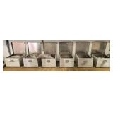 Set of Industrial Metal Storage Bins with Various Contents