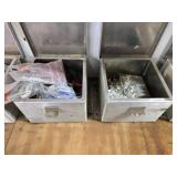 Set of Industrial Metal Storage Bins with Various Contents