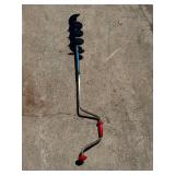 Vintage Hand Crank Ice Auger with Red & Blue Handle