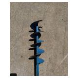 Vintage Hand Crank Ice Auger with Red & Blue Handle