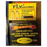 Collection of Hardware Tools and Accessories Including T-50 Staples and Fly Catchers