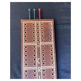 Vintage Wooden Cribbage Board with Three Pegs
