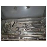 Metal Toolbox with Assorted Hand Tools and Attachments