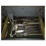 Metal Toolbox with Assorted Hand Tools and Attachments