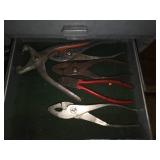 Metal Toolbox with Assorted Hand Tools and Attachments
