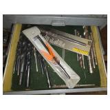 Metal Toolbox with Assorted Hand Tools and Attachments