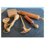 Primitive Pestel, Masher, Rolling Pin, spoon, Box